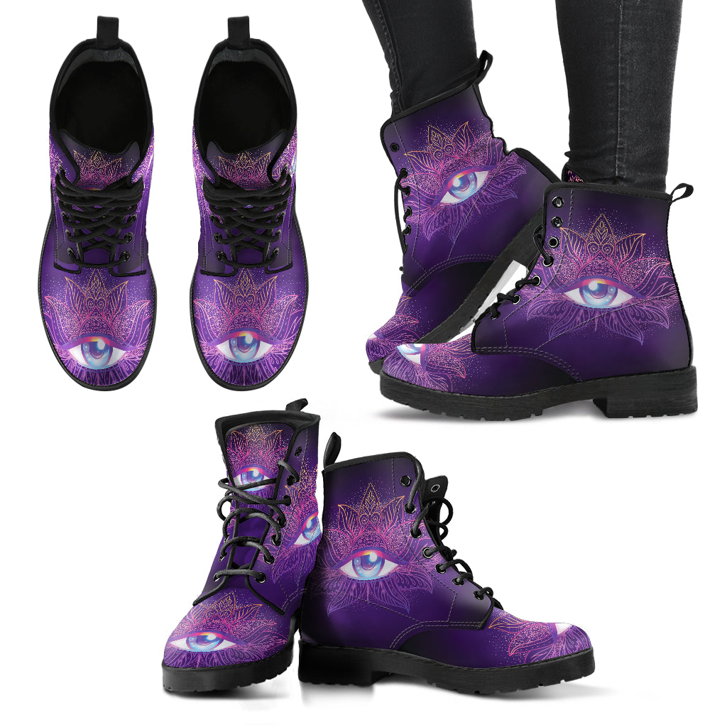 Lotus Mandala Women's Leather Boots - Top Content | POD Collection | Free Shipping