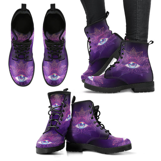 Lotus Mandala Women's Leather Boots - Top Content | POD Collection | Free Shipping