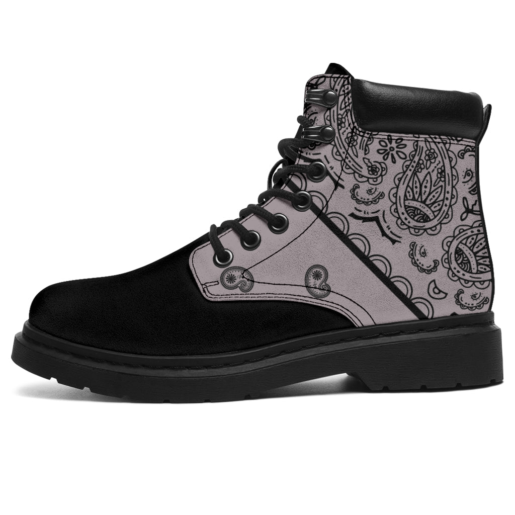 Classic Gray Bandana Black Out All Season Boots - Top Content | POD Collection | Free Shipping