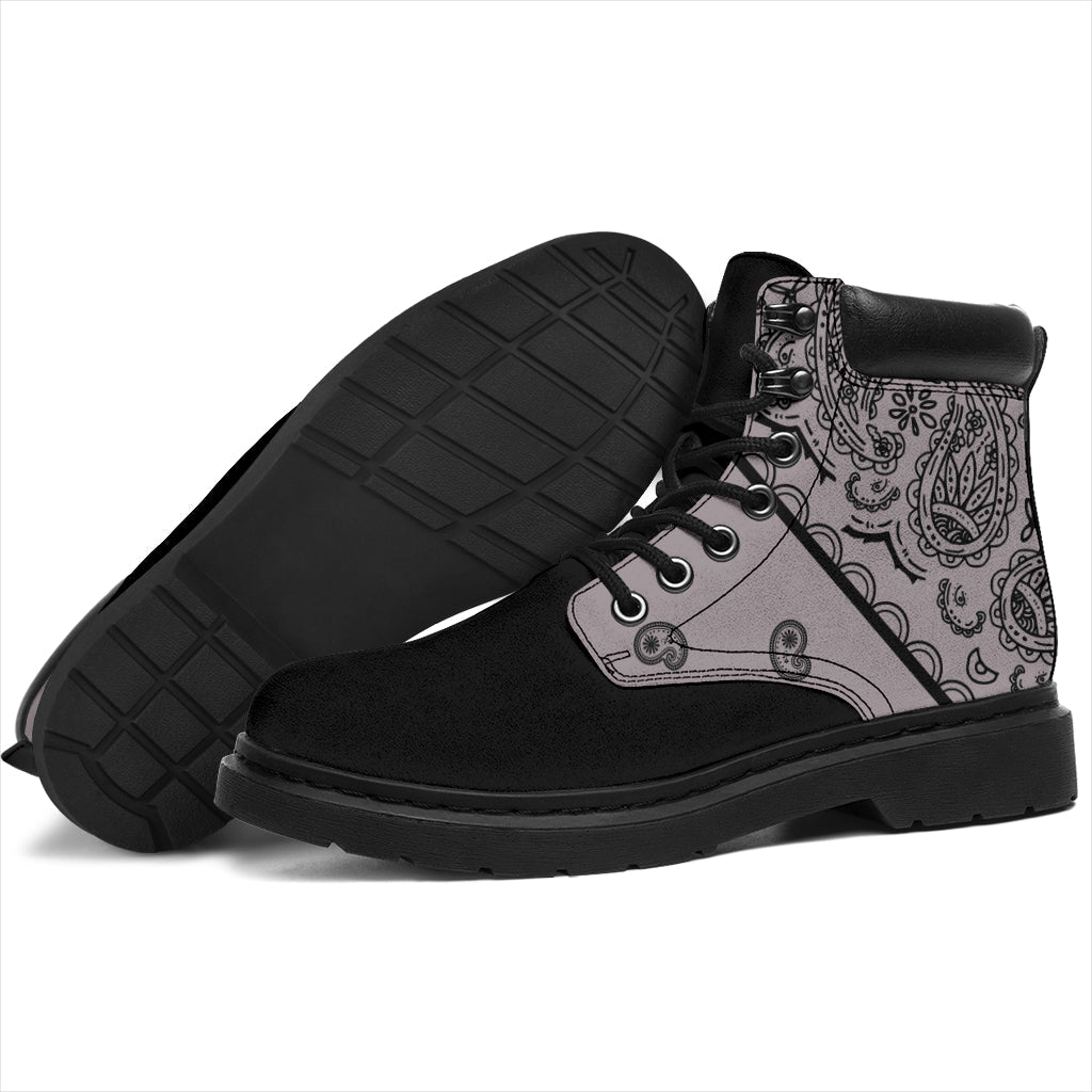 Classic Gray Bandana Black Out All Season Boots - Top Content | POD Collection | Free Shipping