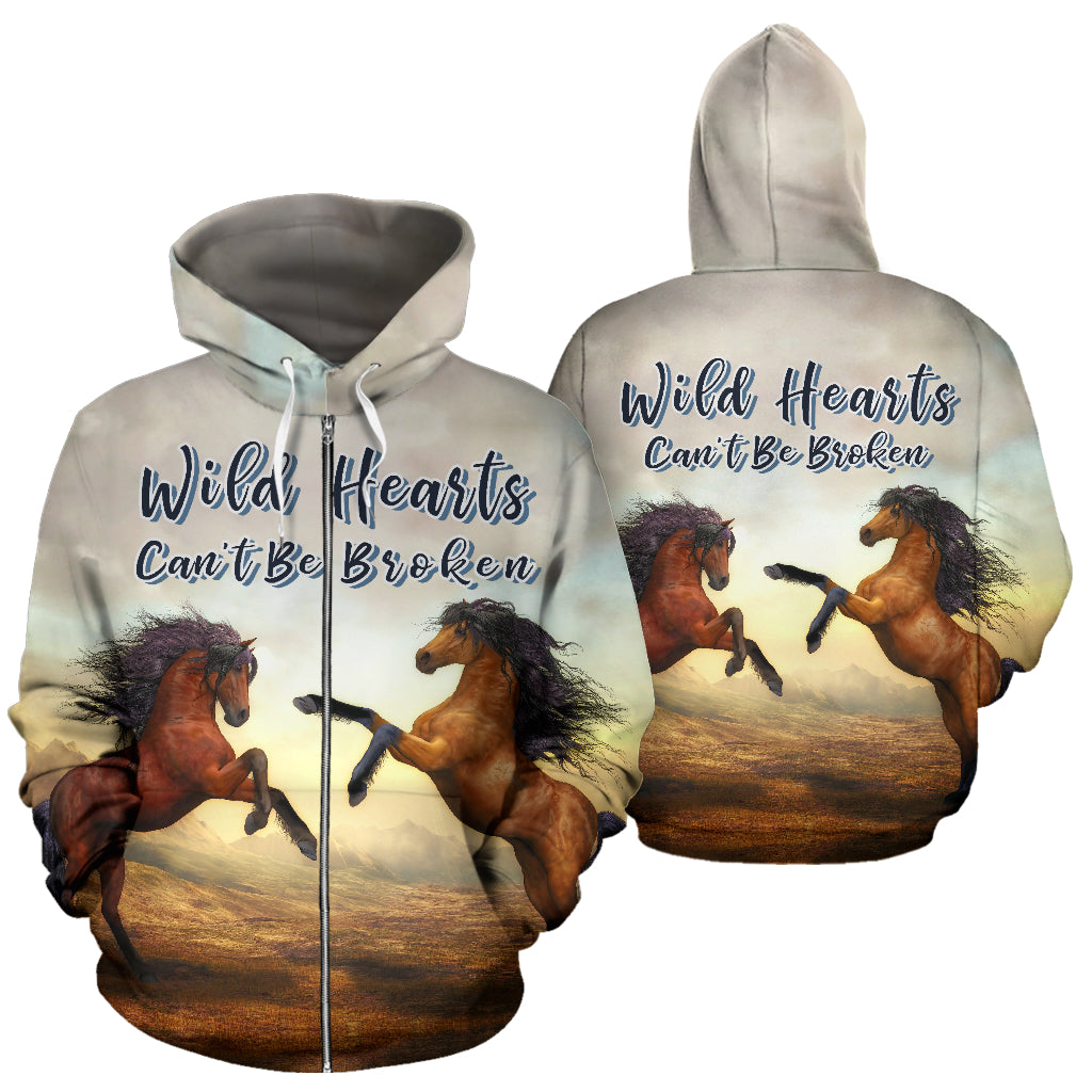 Wild Hearts Can't Be Broken All Over Print Zip-Up Hoodie