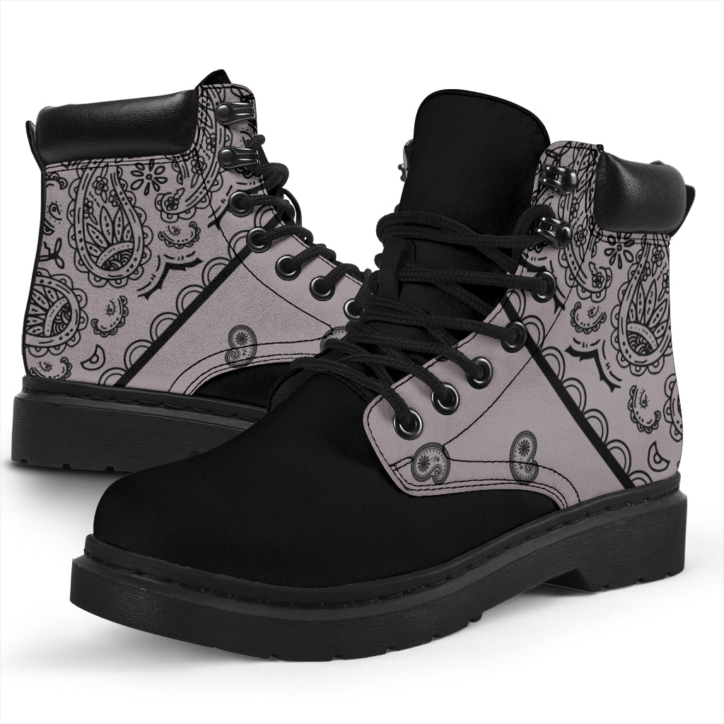 Classic Gray Bandana Black Out All Season Boots - Top Content | POD Collection | Free Shipping