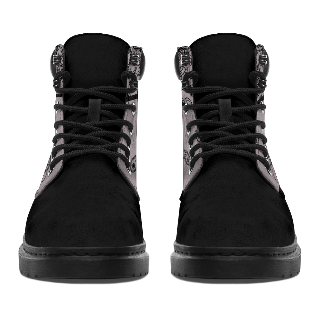 Classic Gray Bandana Black Out All Season Boots - Top Content | POD Collection | Free Shipping