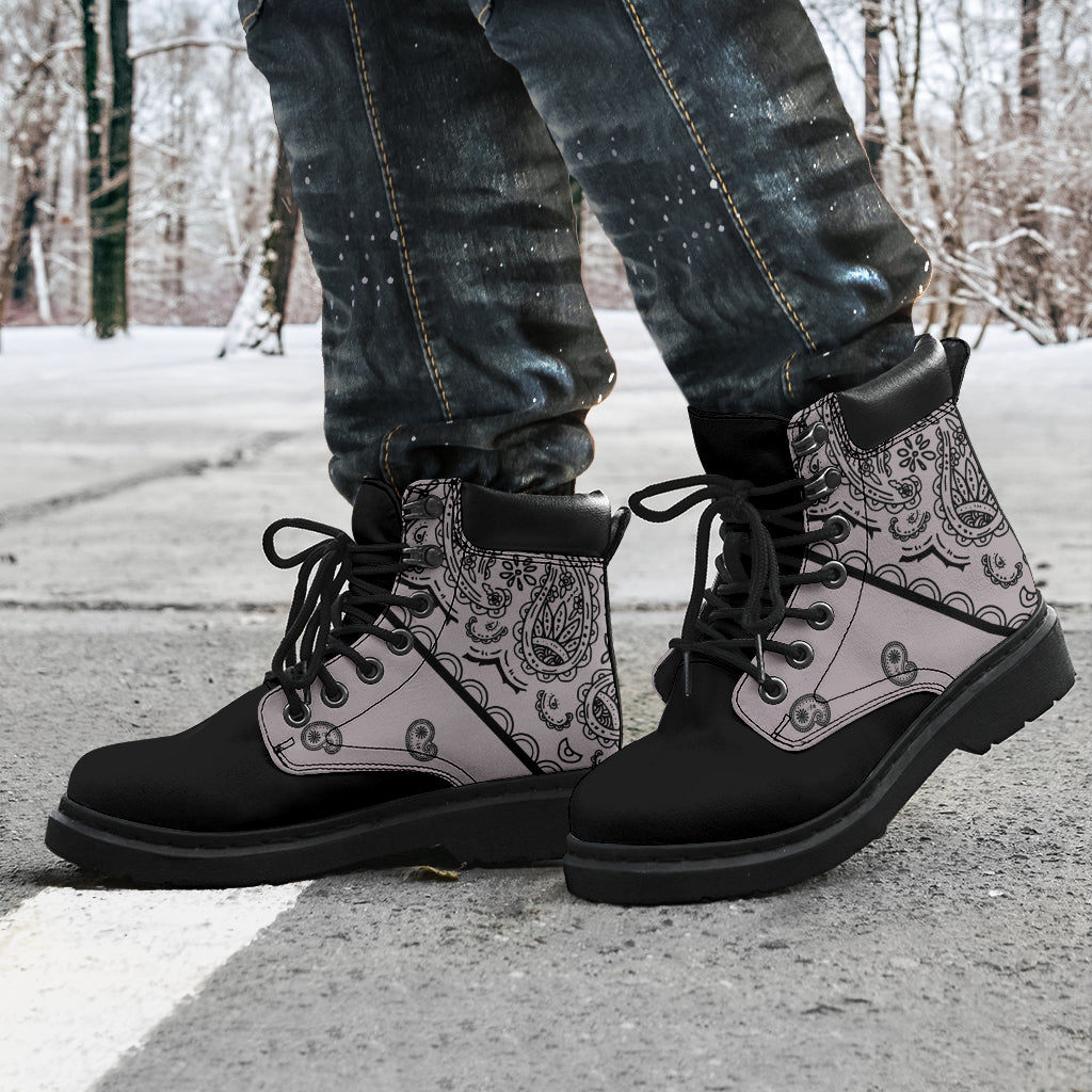 Classic Gray Bandana Black Out All Season Boots - Top Content | POD Collection | Free Shipping